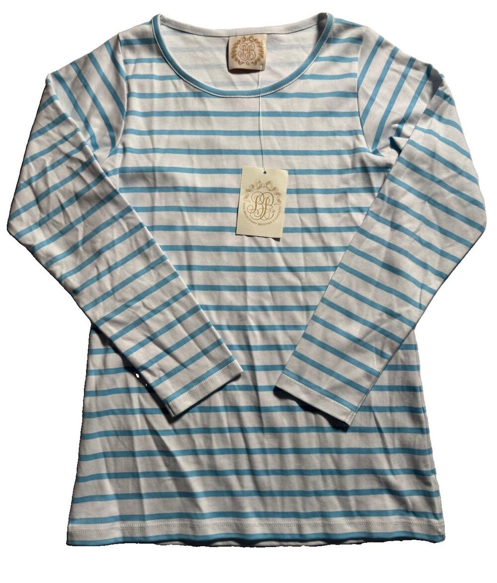 The Beaufort Bonnet Company Girls 12 Plain Jayne Play Shirt Blue Stripe NWT